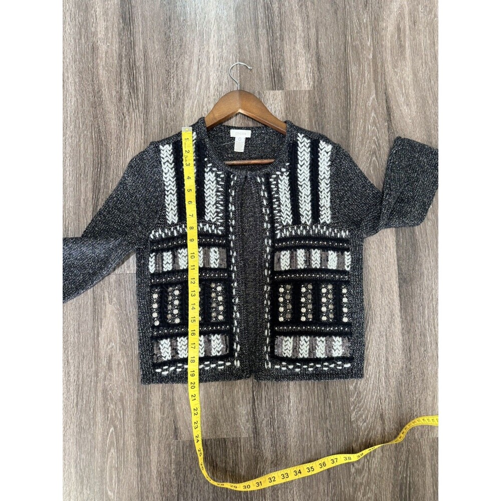 Chico's Embellished Open Front Cardigan Sweater Size 0 (S) Glam Festive Party - Picture 9 of 12